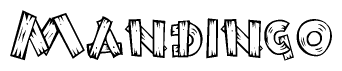 The clipart image shows the name Mandingo stylized to look like it is constructed out of separate wooden planks or boards, with each letter having wood grain and plank-like details.