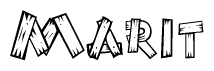 The image contains the name Marit written in a decorative, stylized font with a hand-drawn appearance. The lines are made up of what appears to be planks of wood, which are nailed together