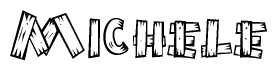 The clipart image shows the name Michele stylized to look like it is constructed out of separate wooden planks or boards, with each letter having wood grain and plank-like details.