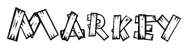 The image contains the name Markey written in a decorative, stylized font with a hand-drawn appearance. The lines are made up of what appears to be planks of wood, which are nailed together