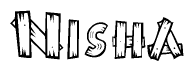 The clipart image shows the name Nisha stylized to look like it is constructed out of separate wooden planks or boards, with each letter having wood grain and plank-like details.