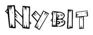 The clipart image shows the name Nybit stylized to look as if it has been constructed out of wooden planks or logs. Each letter is designed to resemble pieces of wood.