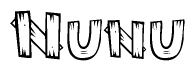 The clipart image shows the name Nunu stylized to look like it is constructed out of separate wooden planks or boards, with each letter having wood grain and plank-like details.