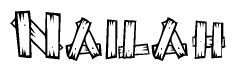The clipart image shows the name Nailah stylized to look like it is constructed out of separate wooden planks or boards, with each letter having wood grain and plank-like details.