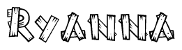 The clipart image shows the name Ryanna stylized to look like it is constructed out of separate wooden planks or boards, with each letter having wood grain and plank-like details.