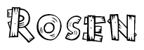 The image contains the name Rosen written in a decorative, stylized font with a hand-drawn appearance. The lines are made up of what appears to be planks of wood, which are nailed together