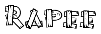 The clipart image shows the name Rapee stylized to look like it is constructed out of separate wooden planks or boards, with each letter having wood grain and plank-like details.