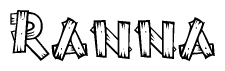 The clipart image shows the name Ranna stylized to look like it is constructed out of separate wooden planks or boards, with each letter having wood grain and plank-like details.