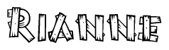 The clipart image shows the name Rianne stylized to look like it is constructed out of separate wooden planks or boards, with each letter having wood grain and plank-like details.