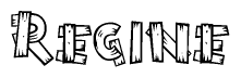The clipart image shows the name Regine stylized to look like it is constructed out of separate wooden planks or boards, with each letter having wood grain and plank-like details.