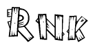 The clipart image shows the name Rnk stylized to look as if it has been constructed out of wooden planks or logs. Each letter is designed to resemble pieces of wood.