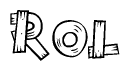 The clipart image shows the name Rol stylized to look like it is constructed out of separate wooden planks or boards, with each letter having wood grain and plank-like details.