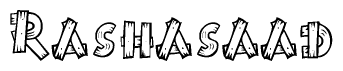 The clipart image shows the name Rashasaad stylized to look like it is constructed out of separate wooden planks or boards, with each letter having wood grain and plank-like details.