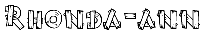 The clipart image shows the name Rhonda-ann stylized to look like it is constructed out of separate wooden planks or boards, with each letter having wood grain and plank-like details.