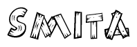 The clipart image shows the name Smita stylized to look like it is constructed out of separate wooden planks or boards, with each letter having wood grain and plank-like details.