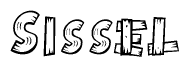 The clipart image shows the name Sissel stylized to look like it is constructed out of separate wooden planks or boards, with each letter having wood grain and plank-like details.