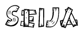The clipart image shows the name Seija stylized to look like it is constructed out of separate wooden planks or boards, with each letter having wood grain and plank-like details.