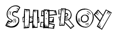 The clipart image shows the name Sheroy stylized to look as if it has been constructed out of wooden planks or logs. Each letter is designed to resemble pieces of wood.