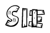The clipart image shows the name Sie stylized to look as if it has been constructed out of wooden planks or logs. Each letter is designed to resemble pieces of wood.