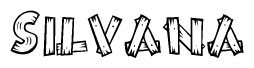 The image contains the name Silvana written in a decorative, stylized font with a hand-drawn appearance. The lines are made up of what appears to be planks of wood, which are nailed together
