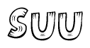 The clipart image shows the name Suu stylized to look like it is constructed out of separate wooden planks or boards, with each letter having wood grain and plank-like details.