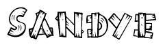 The clipart image shows the name Sandye stylized to look like it is constructed out of separate wooden planks or boards, with each letter having wood grain and plank-like details.