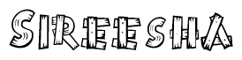 The clipart image shows the name Sireesha stylized to look like it is constructed out of separate wooden planks or boards, with each letter having wood grain and plank-like details.