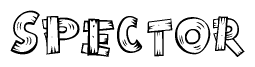 The clipart image shows the name Spector stylized to look like it is constructed out of separate wooden planks or boards, with each letter having wood grain and plank-like details.