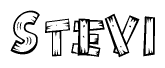 The clipart image shows the name Stevi stylized to look like it is constructed out of separate wooden planks or boards, with each letter having wood grain and plank-like details.