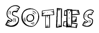 The clipart image shows the name Soties stylized to look like it is constructed out of separate wooden planks or boards, with each letter having wood grain and plank-like details.