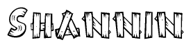 The clipart image shows the name Shannin stylized to look like it is constructed out of separate wooden planks or boards, with each letter having wood grain and plank-like details.