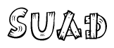 The clipart image shows the name Suad stylized to look like it is constructed out of separate wooden planks or boards, with each letter having wood grain and plank-like details.
