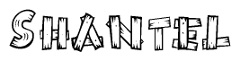The clipart image shows the name Shantel stylized to look like it is constructed out of separate wooden planks or boards, with each letter having wood grain and plank-like details.