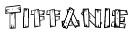 The clipart image shows the name Tiffanie stylized to look as if it has been constructed out of wooden planks or logs. Each letter is designed to resemble pieces of wood.