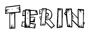 The clipart image shows the name Terin stylized to look like it is constructed out of separate wooden planks or boards, with each letter having wood grain and plank-like details.