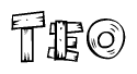 The clipart image shows the name Teo stylized to look as if it has been constructed out of wooden planks or logs. Each letter is designed to resemble pieces of wood.