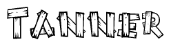 The image contains the name Tanner written in a decorative, stylized font with a hand-drawn appearance. The lines are made up of what appears to be planks of wood, which are nailed together