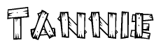 The image contains the name Tannie written in a decorative, stylized font with a hand-drawn appearance. The lines are made up of what appears to be planks of wood, which are nailed together