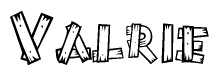 The clipart image shows the name Valrie stylized to look like it is constructed out of separate wooden planks or boards, with each letter having wood grain and plank-like details.