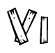 The image contains the name Vi written in a decorative, stylized font with a hand-drawn appearance. The lines are made up of what appears to be planks of wood, which are nailed together
