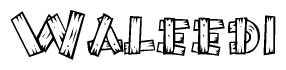 The clipart image shows the name Waleedi stylized to look like it is constructed out of separate wooden planks or boards, with each letter having wood grain and plank-like details.