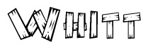 The image contains the name Whitt written in a decorative, stylized font with a hand-drawn appearance. The lines are made up of what appears to be planks of wood, which are nailed together