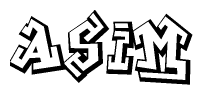 The clipart image features a stylized text in a graffiti font that reads Asim.