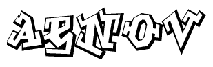 The clipart image depicts the word Aenov in a style reminiscent of graffiti. The letters are drawn in a bold, block-like script with sharp angles and a three-dimensional appearance.