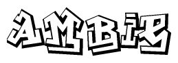The image is a stylized representation of the letters Ambie designed to mimic the look of graffiti text. The letters are bold and have a three-dimensional appearance, with emphasis on angles and shadowing effects.