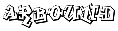 The clipart image depicts the word Arbound in a style reminiscent of graffiti. The letters are drawn in a bold, block-like script with sharp angles and a three-dimensional appearance.