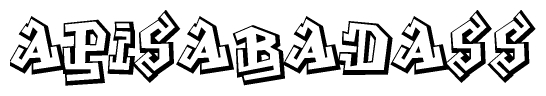The clipart image features a stylized text in a graffiti font that reads Apisabadass.