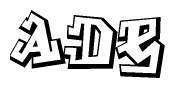 The clipart image depicts the word Ade in a style reminiscent of graffiti. The letters are drawn in a bold, block-like script with sharp angles and a three-dimensional appearance.