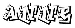The image is a stylized representation of the letters Anne designed to mimic the look of graffiti text. The letters are bold and have a three-dimensional appearance, with emphasis on angles and shadowing effects.