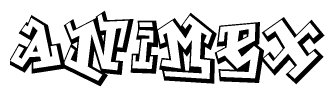 The clipart image features a stylized text in a graffiti font that reads Animex.